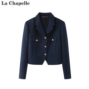 拉夏贝尔/La Chapelle春季高级感西装外套气质短款翻领小外套