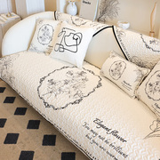 枕西湖 奶油风纯色沙发垫轻奢法式乡村素描四季通用防滑沙发坐垫