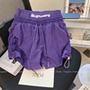 小个子紫色运动短裤女夏2024甜美高腰宽松显瘦辣妹休闲热裤潮