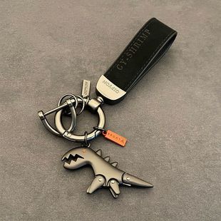 网红翻皮毛钥匙扣，小恐龙可爱卡通挂件汽车，钥匙圈创意个性挂饰礼物