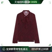 香港直邮潮奢 Red Valentino 女士蝴蝶结豹纹雪纺衫