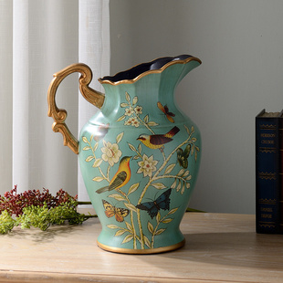 美式陶瓷花瓶复古摆件客厅，插花家居装饰花仿真花假花工艺品摆设