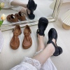 广州高货复古真皮中空女凉鞋，2024年夏季洋气，小跟软牛皮女鞋