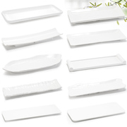 密胺长条盘子白色仿瓷塑料，创意长方形平盘，寿司盘子凉菜盘碟子商用