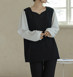 韩国大码女装2024春装时尚花朵领显瘦配色长袖T恤条绒特1