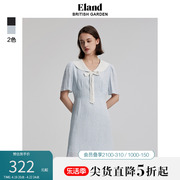 Eland衣恋连衣裙女甜美风泡泡袖碎花减龄收腰显瘦长裙子