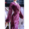 微胖大码小众法式优雅精致绝美紫色韵味感连衣裙，女秋季长裙潮