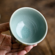 手绘冰裂主人杯荷花家用品茗杯，茶杯陶瓷功夫，茶具大容量单杯喝茶杯