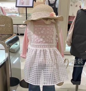 韩国女童装宝宝春秋装，女孩套裙粉长袖，t恤白色蕾丝连衣裙时髦套装