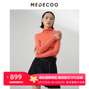 MEDECOO/墨蒂珂2023冬季无缝一体插肩长袖高领打底羊毛针织衫