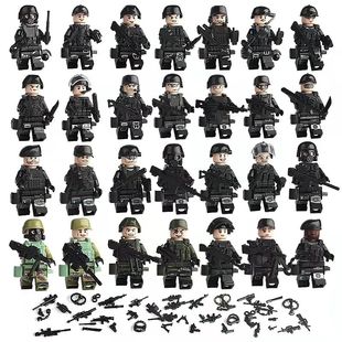 乐高积木军事特种兵人仔小人偶，特警武警机械男孩儿童益智拼装玩具