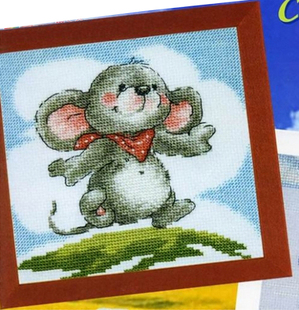 dmc十字绣卡通动物zp079可爱的小老鼠快乐mousecrossstitch