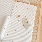 婴儿床笠ins纯棉绗缝夹棉a类宝宝婴儿床床单儿童，拼接床床垫套春秋