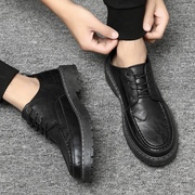 夏季西装皮鞋男款韩版潮流英伦休闲鞋商务正装百搭黑色大头小皮鞋