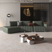 意式简约创意酒店设计师皮艺多人组合沙发样板房商场酒店沙发北欧