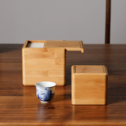 高档竹盒包装盒建盏礼盒空盒茶杯子主人杯单杯方形小木盒锦盒定制