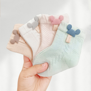 宝宝棉袜网眼防蚊短袜卡通，松口透气新生儿，0-1岁中筒夏秋婴儿袜子
