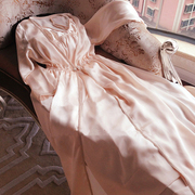 真丝睡袍女睡裙长款性感，吊带裙睡衣长袖，两件套家居服丝绸浴袍