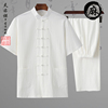 夏季棉麻中老年爸爸短袖唐装，休闲中国风套装男中式上衣衬衫太极服