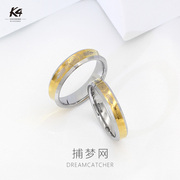 k4钨金首饰一对指环男女时尚个性，轻奢小众设计情侣戒指对戒饰品