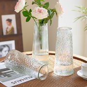 玻璃花瓶摆件客厅现代简约ins风插花高富贵竹，鲜花透明水养大花瓶