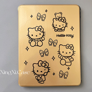 可爱金色HelloKitty360度旋转iPad10保护套2022适用苹果iPad10.2寸mini6平板Air4/5软壳pro女款9.7带笔槽