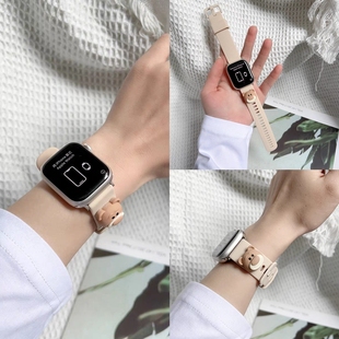 适用苹果手表带女apple iwatch s9 8 7 5 4 3 2 1 6 se硅胶饰品