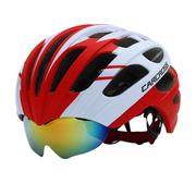 自行车头盔男女带风镜骑行头盔眼镜一体山地公路单车安全帽子装备