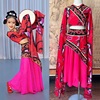 儿童汉唐楚优舞蹈服中国风古典舞，民族服踏鼓声声红色水袖演出服装