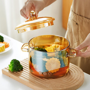玻璃汤碗泡面碗耐高温家用大容量煲汤锅沙拉碗透明炖煮锅料理碗