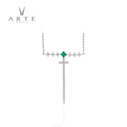ARTE艾尔蒂优雅绿宝石项链女 简约气质925银小众性感锁骨链女饰品
