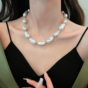 巴洛克异形珍珠项链女个性轻奢高级感夸张锁骨，链颈链设计感配饰潮