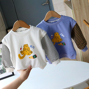 宝宝春秋卫衣儿童圆领上衣婴儿韩版小童长袖T恤打底衫假2件