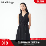 mindbridge女士v领连衣裙夏季无袖，气质中长显瘦a字裙