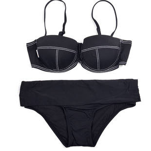  欧美外贸bikini 黑色钢托聚拢大码比基尼 大码泳衣女 CP05