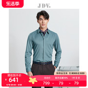 jdv男装商场同款春秋灰绿纯色，潮职场通勤长袖正装衬衫wif1371