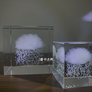 治愈系/雨你/看看下雨的云k9水晶正方体立体内雕摆件装饰情侣礼物