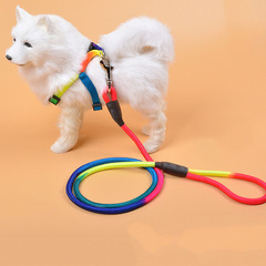 泰迪亚马逊七彩牵引绳遛狗神器宠物用品圆形1.2m尼龙中小型犬