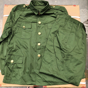 老货铜扣子外套春秋，涤卡军绿工作服套装87式，冬常服老兵绿军衣
