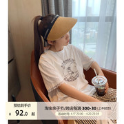 女大童蕾丝边卡通短袖2024夏装青少年薄棉白T恤韩版亲子上衣