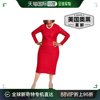 kasper女式蕾丝圆领，紧身连衣裙-深红色美国奥莱直发