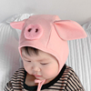 婴儿帽子秋冬加绒婴幼儿小猪帽子可爱毛线帽男童女宝宝冬季护耳帽