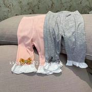 kkbaby韩版童装21夏女童小中童洋气时尚个性弹力拼接七分裤打底裤