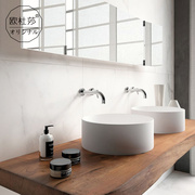 挂墙式洗漱浴室柜陶瓷双盆实木，网红现代简美北欧卫浴洗手盆定制