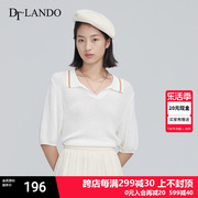 DTLANDO2023夏季白色翻领短袖t恤女罩衫设计感小众休闲衬衫