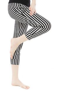 皮尔瑜伽服女士夏天七分裤，瑜珈哈伦裤运动跑步裤显瘦透气黑白条纹
