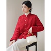 初蝉中国风红色棉服女冬季高端人(高端人)丝夹棉上衣过年新中式唐装外套