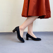 德国Ara鹦鹉女鞋春夏优雅中跟套脚气质粗跟简约牛皮单鞋13444