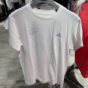 Adidas阿迪达斯 夏季纯棉女子反光设计字母短袖T恤GV1345 1344