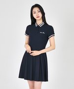 韩国直邮downblow网球服拼色翻领，时尚喇叭款女士短袖连衣裙